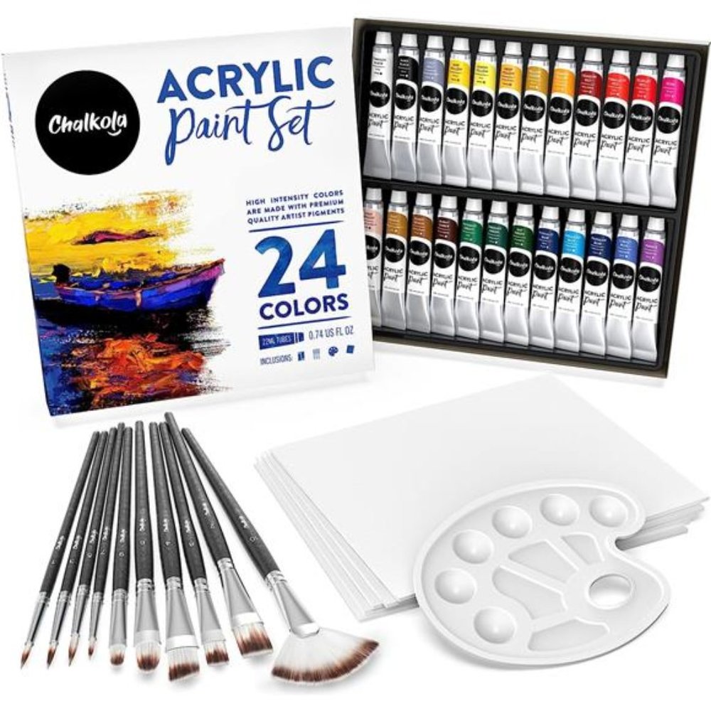 Acrylic Paint Set for Adults, Kids & Artists-40 Piece Acrylic Painting Supplies